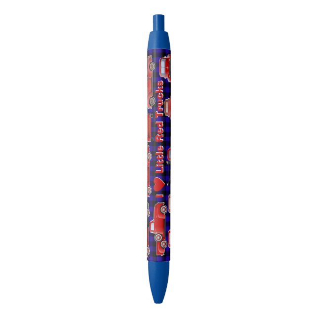 Stylo Bleu J'Aime Les Petits Camions Rouges (devant Vertical)
