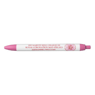 Stylo Bleu Logo du couronnement royal du roi Charles III Text