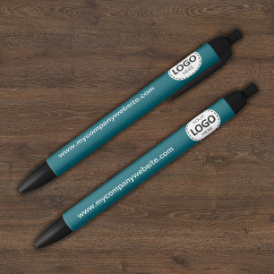 Stylo Bleu Logo et texte personnalisés Turquoise