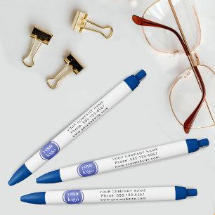 Stylo Bleu Logo et texte professionnel simple et moderne