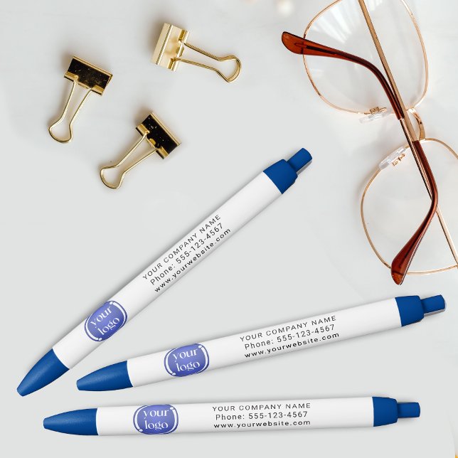 Stylo Bleu Logo et Texte Professionnel Simple Moderne (Créateur téléchargé)