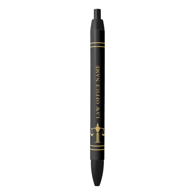Stylo Bleu Logo Gold Justice et texte personnalisé (devant Vertical)