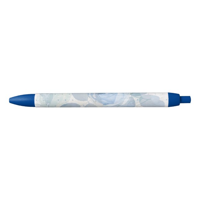 Stylo Bleu Luxe motif rose (Devant)