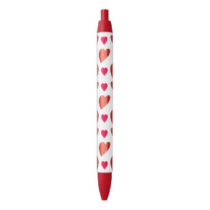 Stylo Bleu Motif de Coeurs rouges vierges et solides