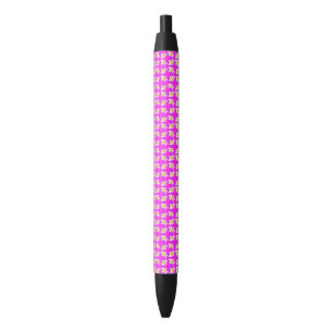 Stylo Bleu Motif Frangipani Rose Chaud Et Jaune,