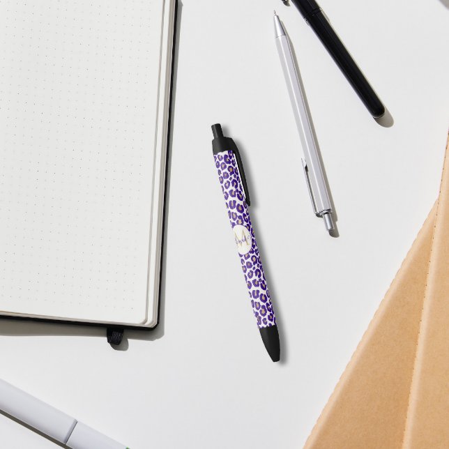 Stylo Bleu Motif léopard pourpre et or (Créateur téléchargé)