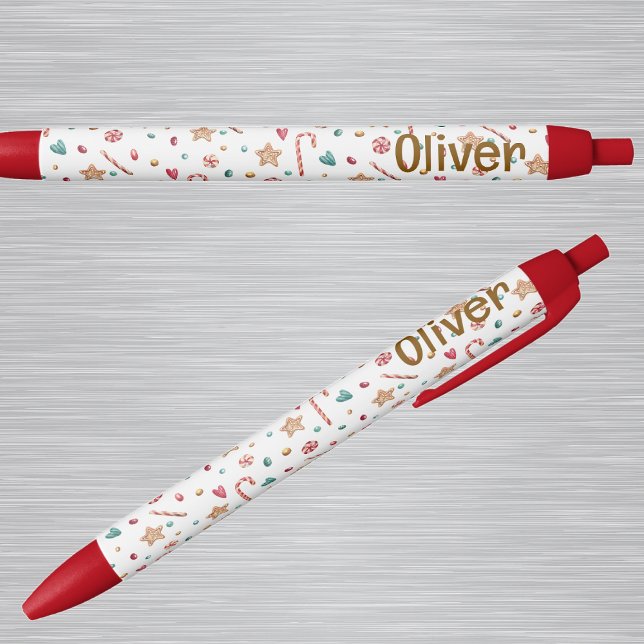 Stylo Bleu Name || Cute Holiday Cookies and Candy Pattern Ink (Créateur téléchargé)