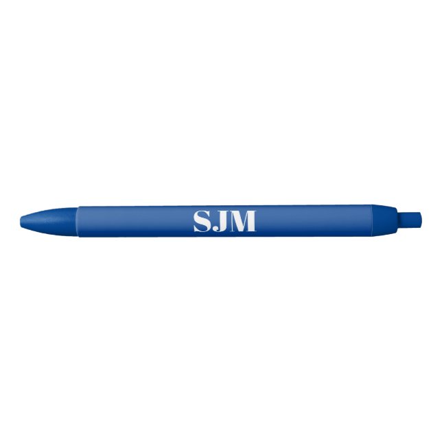 Stylo Bleu Nom initial de monogramme personnalisé bleu minima (Devant)
