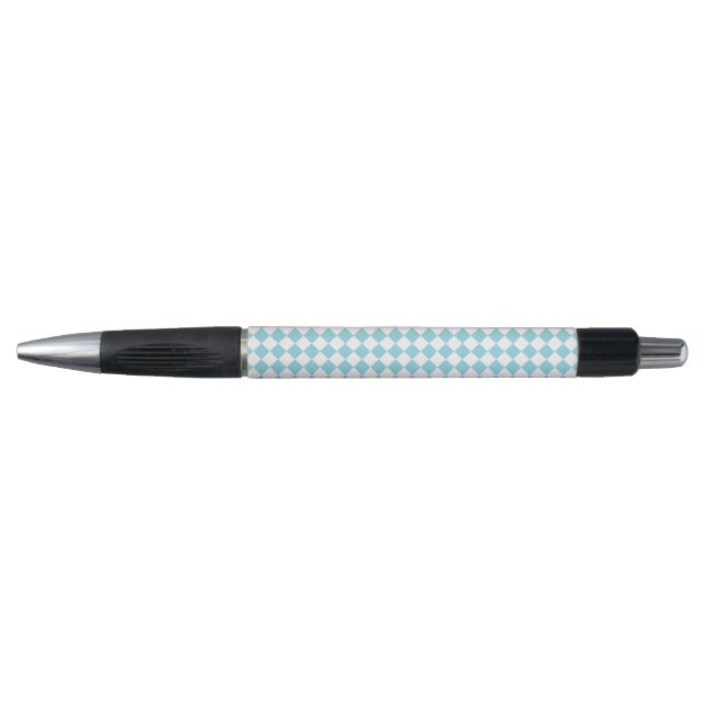Stylo Bleu Œuf de Robin et Motif Chevron Blanc Emmy (Devant)