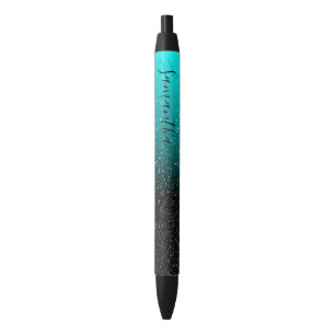Stylo Bleu Parties scintillant Aqua Black Ombre personnalisée