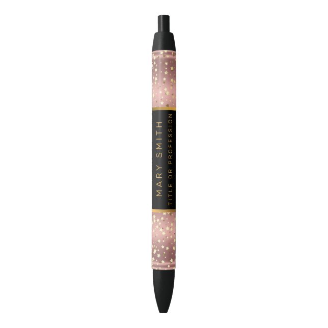 Stylo Bleu Parties scintillant de luxe Gold Rose étoiles (devant Vertical)