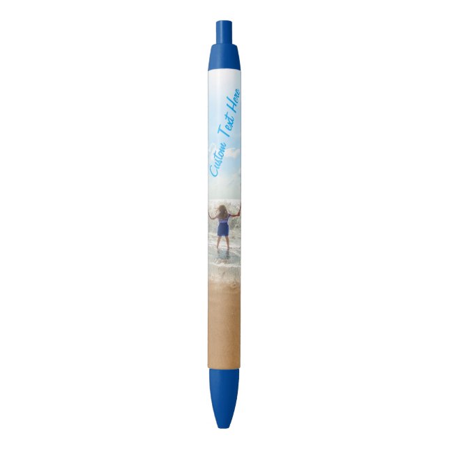 Stylo Bleu Personnaliser votre stylet photo avec du texte (devant Vertical)