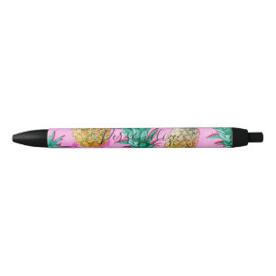 Stylo Bleu Pineapples tropicales et Pink Marble Colorful