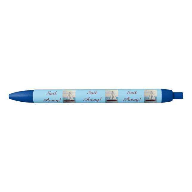 Stylo Bleu Red Sailboat Sail Away  (Devant)