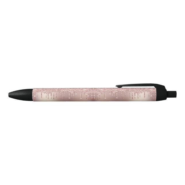 Stylo Bleu Rose Gold Blush Parties scintillant personnalisé N (Haut)