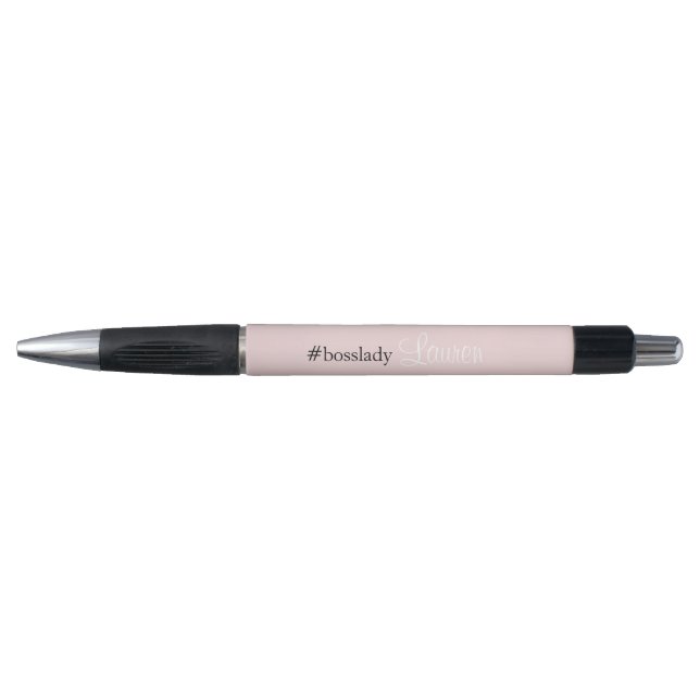Stylo #Bosslady | Rose | Calligraphie | Nom personnalisé (Devant)