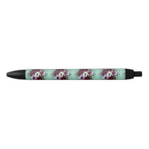 Stylo Botanique Violettes Fond Vert Pâle