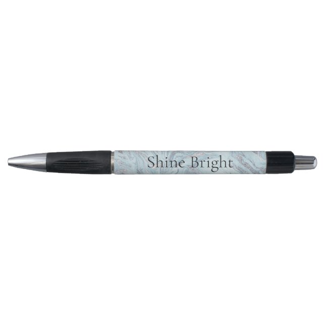 Stylo Boucles de marbre bleu Aqua Silver (Devant)