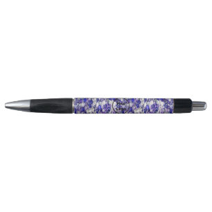 Stylo Boules en cristal de verre bleu et clair personnal