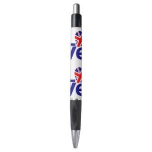 Stylo British Blue AMOUR Carreaux UK Drapeau du Coeur