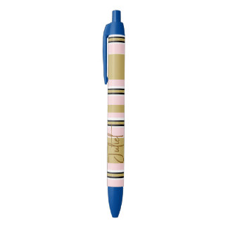 Stylo Bureau École Stylo Rose Blanc Or Noir Rayure