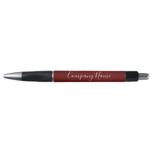Stylo Business Dark Red White Script Nom de l'entreprise