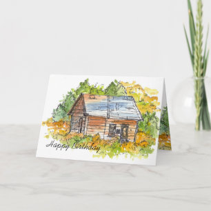 Stylo cabine et croquis d'encre Carte d'anniversai