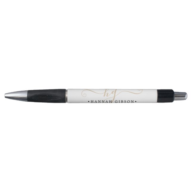 Stylo Chic Script Initiales Monogramme Nom Gold Minimal (Devant)