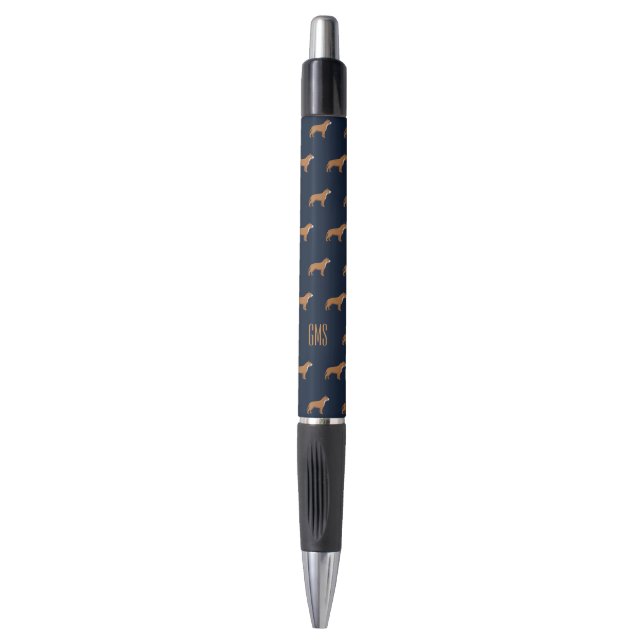 Stylo Chiens de taureau Motif Monogramme (Devant (Vertical))