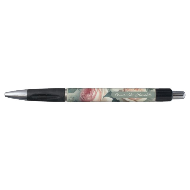 Stylo Classy Chic Rose Beaux-Art Botanique Peinture (Devant)
