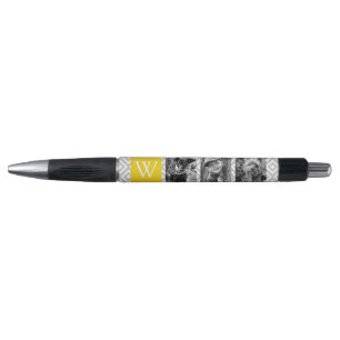 Stylo Collage jaune de monogramme et de photo