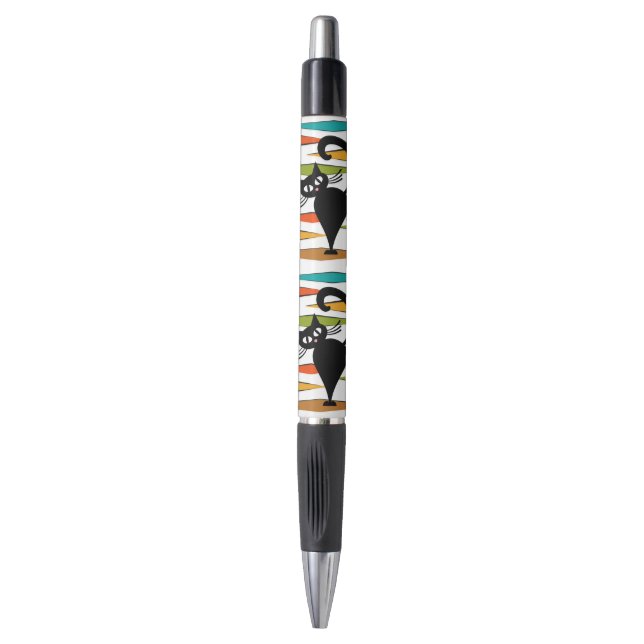 Stylo Conception du chat noir du milieu du siècle (Devant (Vertical))