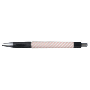 Stylo Corail et blanc cinq bandes motif