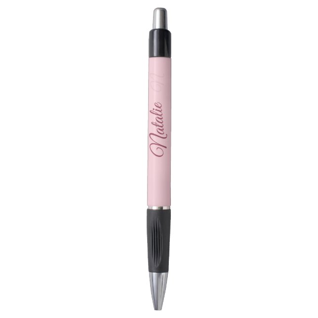 Stylo Couleur rose pastel monogrammée  (Devant (Vertical))