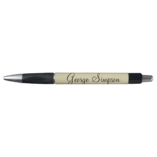 Stylo Crème moderne et Modèle de nom personnalisé noir