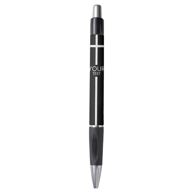 Stylo Croix blanche simple sur noir (Devant (Vertical))