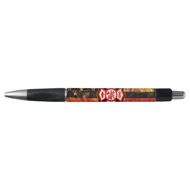 Stylo Croix et flammes des pompiers (Devant)