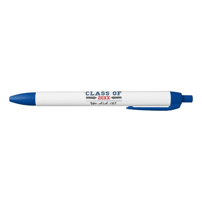 Stylo de graduation en typographie rouge bleu mari (Bas)