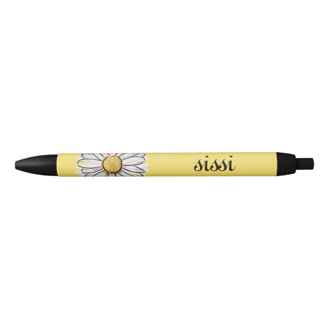 Stylo de marguerite jaune et blanc personnalisé (Devant)