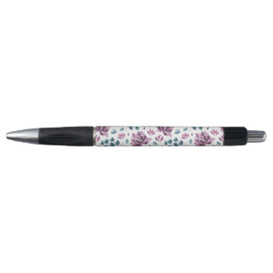 Stylo de mariage floral aquarelle paonée pourpre