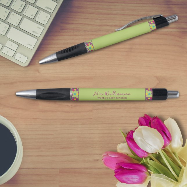 Stylo de Motif Abstrait moderne (Bright Modern Polka Dot Teacher's Pen. Say thank you with this personalised gift.)