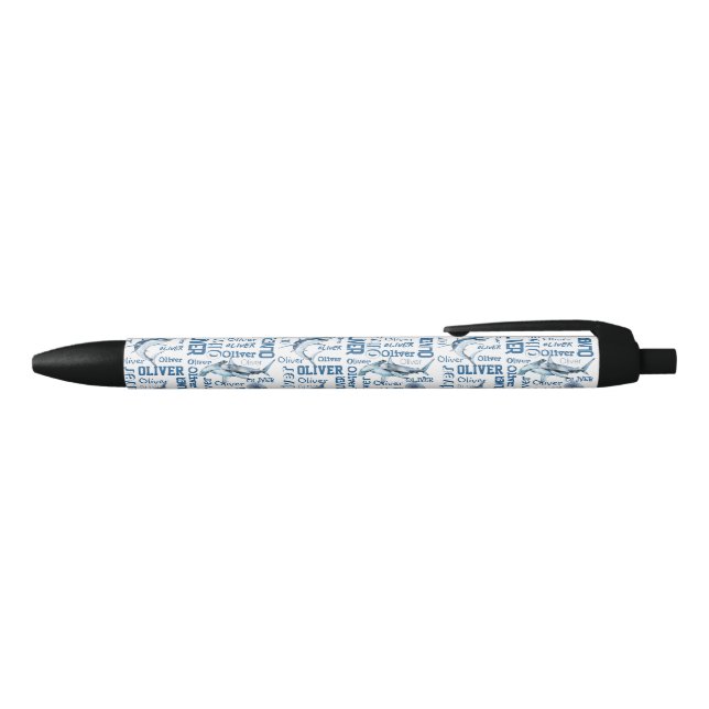 Stylo de nom de garçon personnalisé avec requins (Haut)