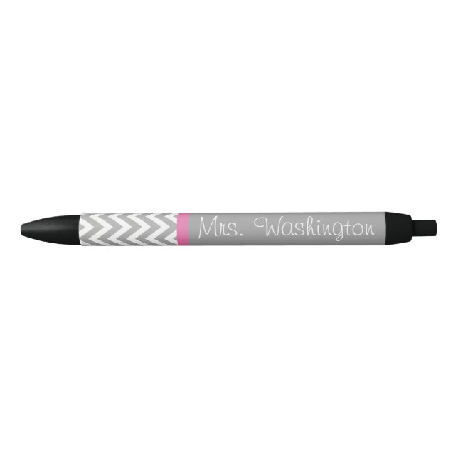 Stylo d'écriture de l'enseignant rose et gris (Devant)