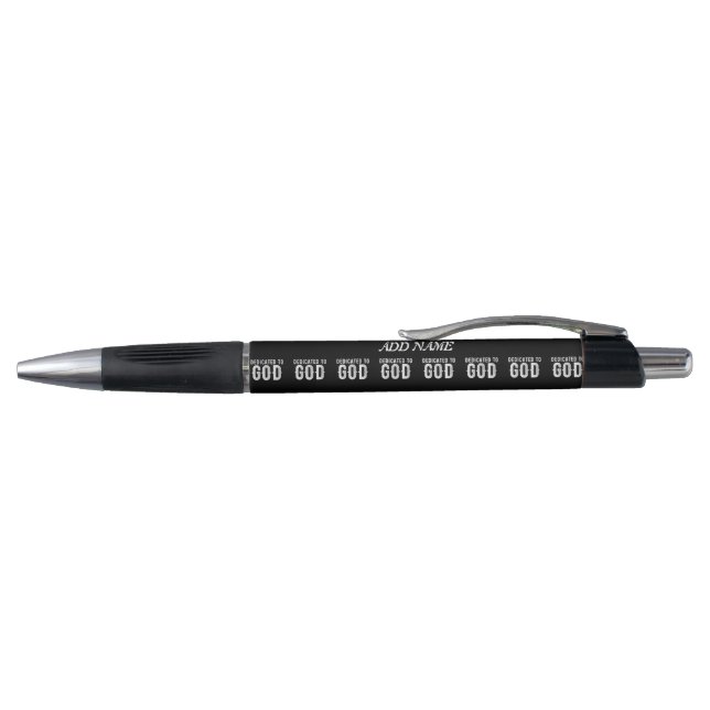 STYLO DÉDIÉ À DIEU COOL PERSONNALISABLE TEXTE BLANC (Haut)