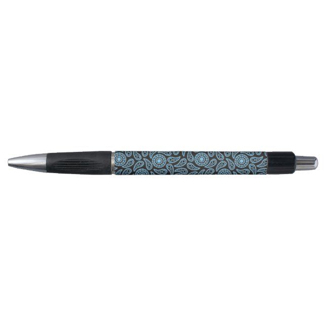 Stylo d'encre noir et bleu Paisley (Devant)