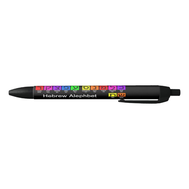 Stylo d'encre noire en hébreu Alephbet (Bas)