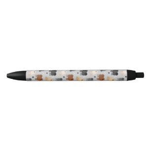 Stylo d'encre noire Poméranie Paw-prints et os de