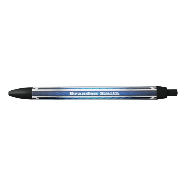 Stylo d'encre texturé en métal d'argent bleu (Devant)