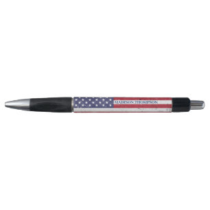 Stylo Drapeau vintage USA Patriotique Américain Rouge Bl