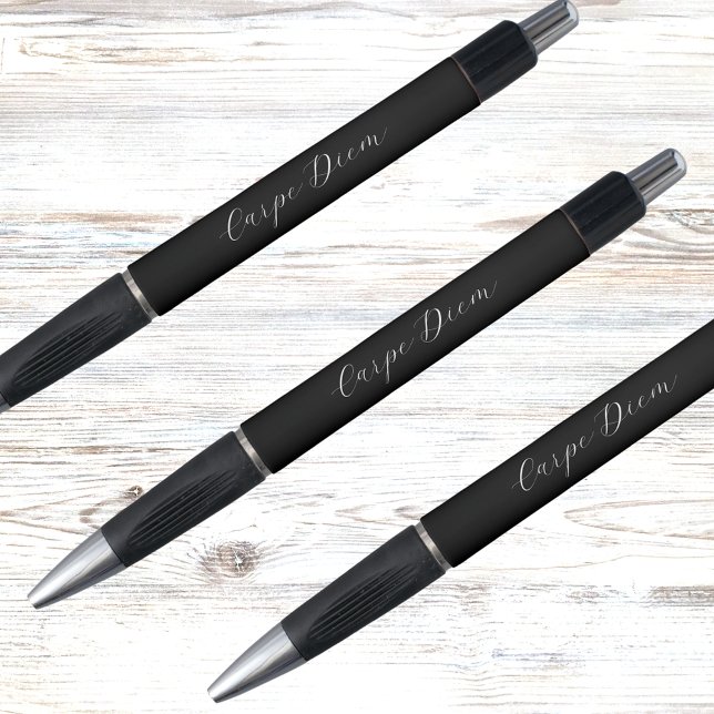 Stylo Écriture de slogan de devise en blanc noir (Créateur téléchargé)